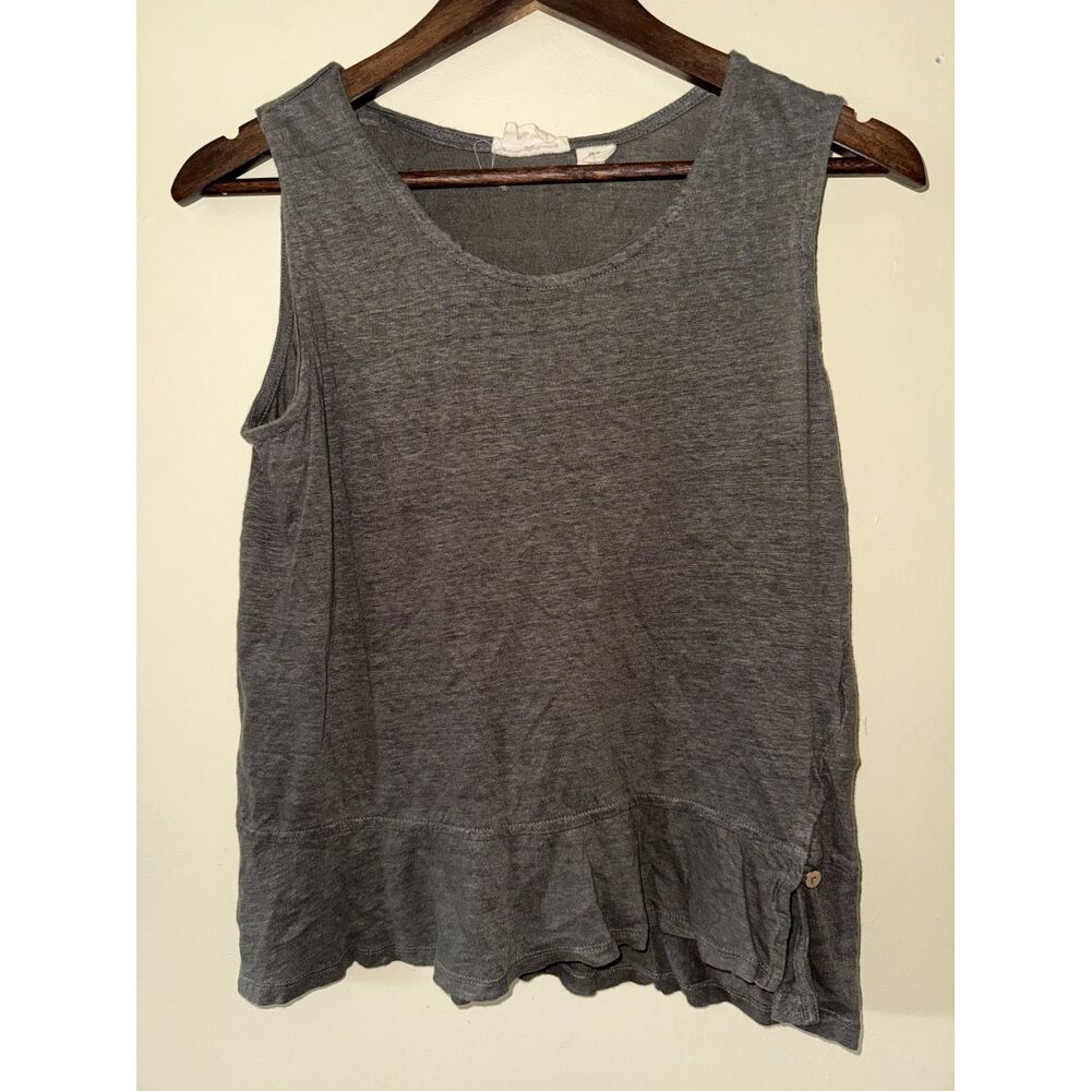 Christian Siriano 100% Linen Sleeveless Tank Top Gray Green Medium